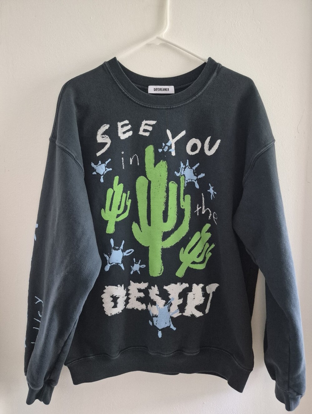 Daydreamer Coachells Desert Puff Paint Doodle Crew Swearshirt